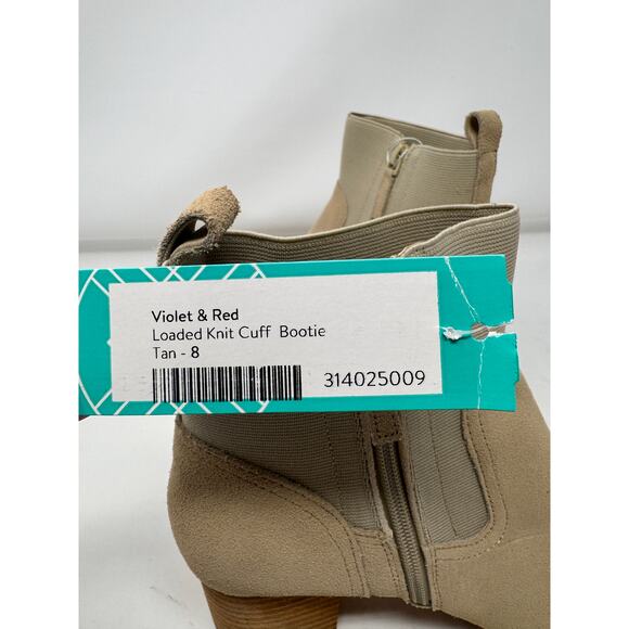 Brand New Violet & Red Women's 8 Tan Loaded Knit Cuff Booties Boots - Picture 10 of 10